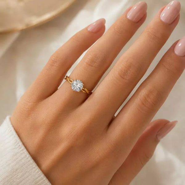 Bague Femme Moissanite Doré