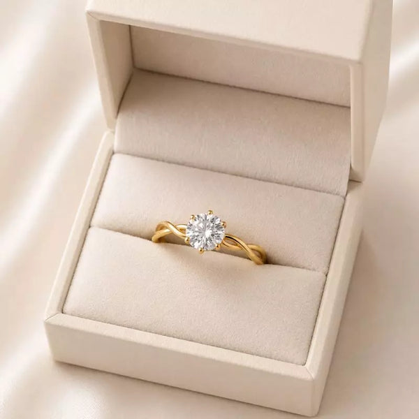 Bague Femme Moissanite Élyra Doré