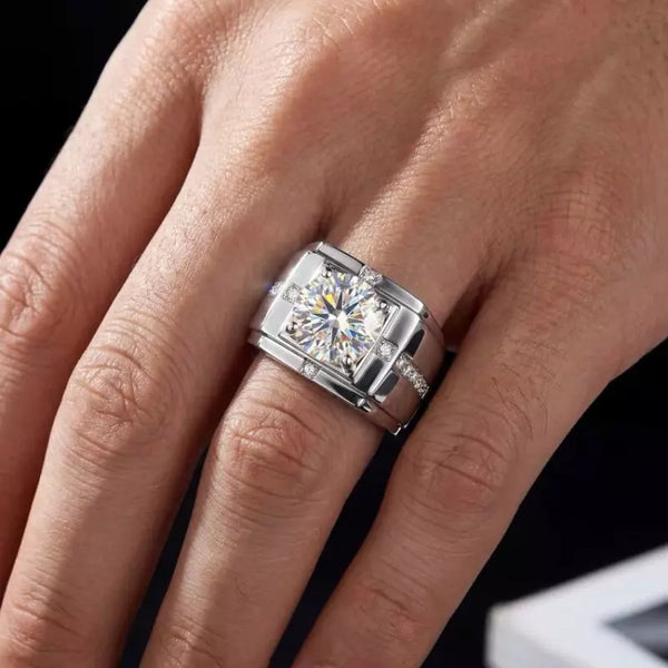 Bague Homme Moissanite Argent