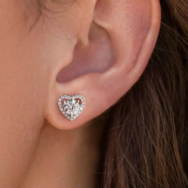 Boucles d'Oreilles Femme Moissanite Cœur Élina