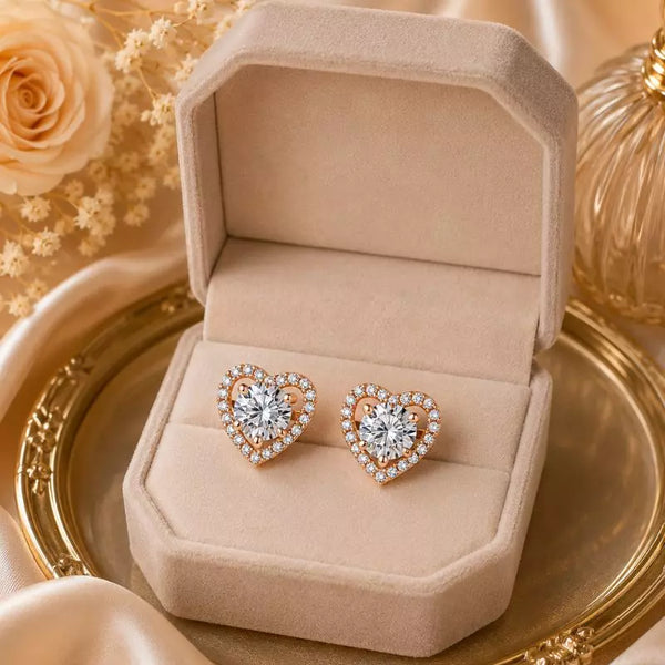 Boucles d'Oreilles Femme Moissanite Cœur 