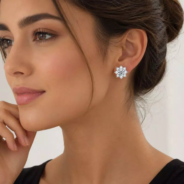 Boucles d'Oreilles Moissanite Flocon