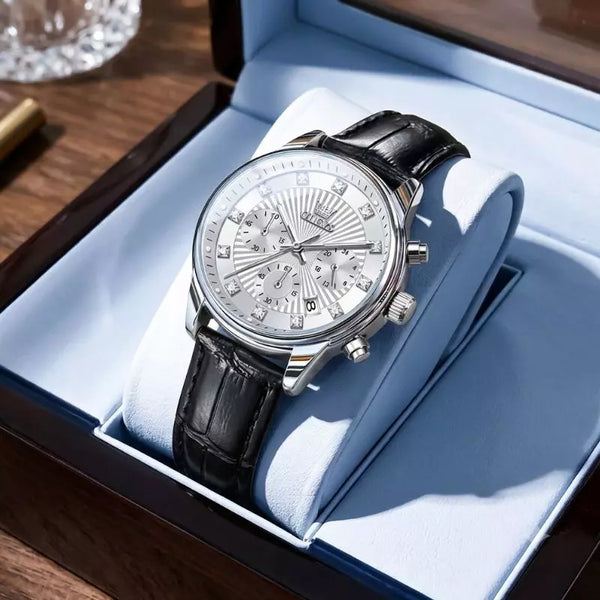 Montre Femme Cuir Noir et Blanc