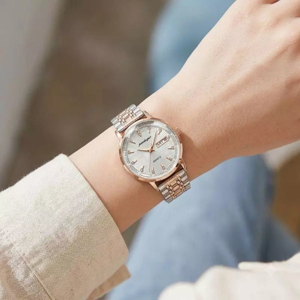 Montre Femme Blanc et Or Rose 