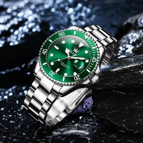 Montre Homme Vert Argenté