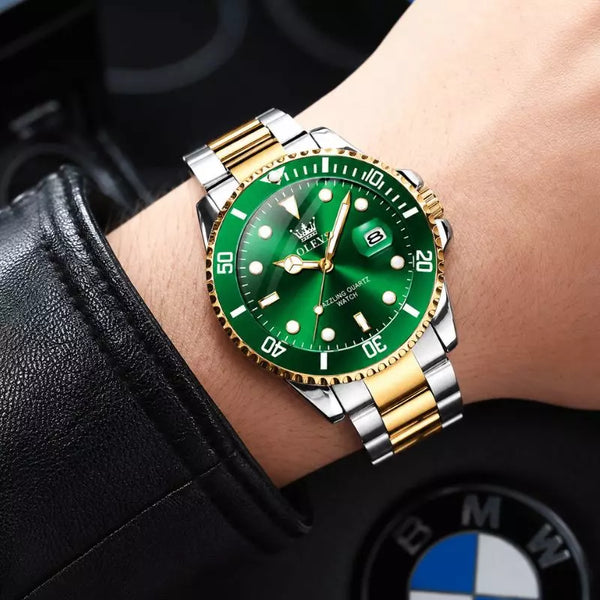 Montre Homme Vert Doré