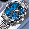 Montre Homme Argent et Bleu